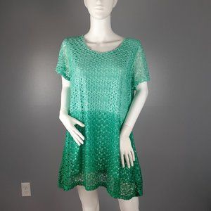 Notations Green Ombre Lace Tunic Top